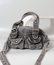 ABETTOR ヘビーオンス加工デニムデザインショルダー&ハンドBAG 2WAY