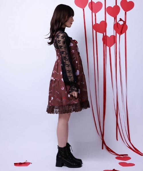 axes femme(アクシーズファム)の「バレンタインプリントチュニック(チュニック・レディース・ピンク/キナリ/ダークブラウン・FREE)」の5枚目の写真