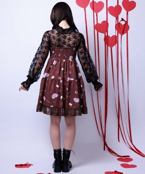 axes femme(アクシーズファム)の「バレンタインプリントチュニック(チュニック・レディース・ピンク/キナリ/ダークブラウン・FREE)」の6枚目の写真