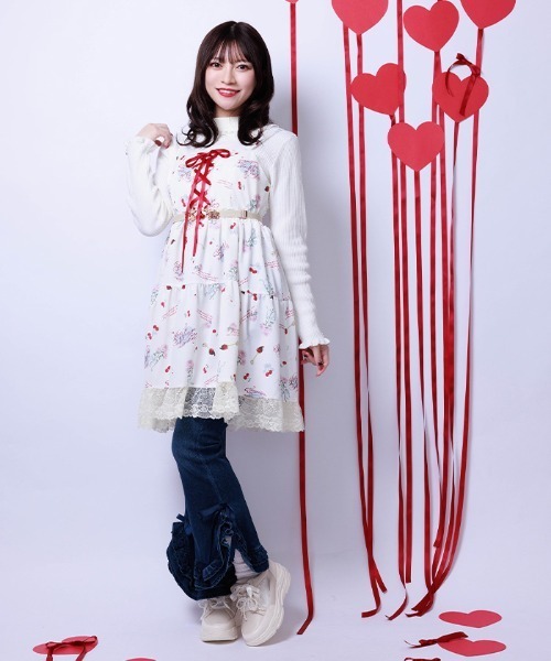 axes femme(アクシーズファム)の「バレンタインプリントチュニック(チュニック・レディース・ピンク/キナリ/ダークブラウン・FREE)」の7枚目の写真