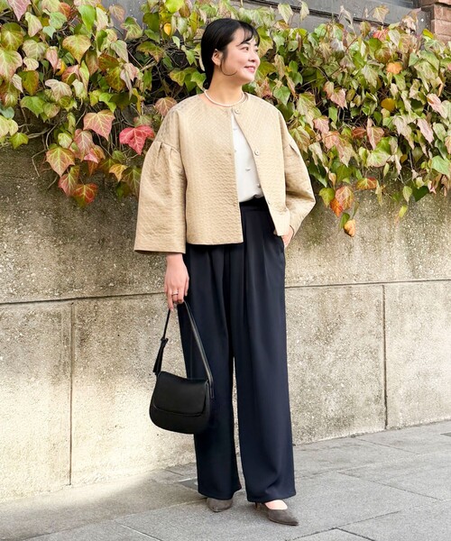 NOLLEY’S(ノーリーズ)の「ドットジャガードブルゾン(ブルゾン・レディース・ベージュ/ブラック・38)」の3枚目の写真