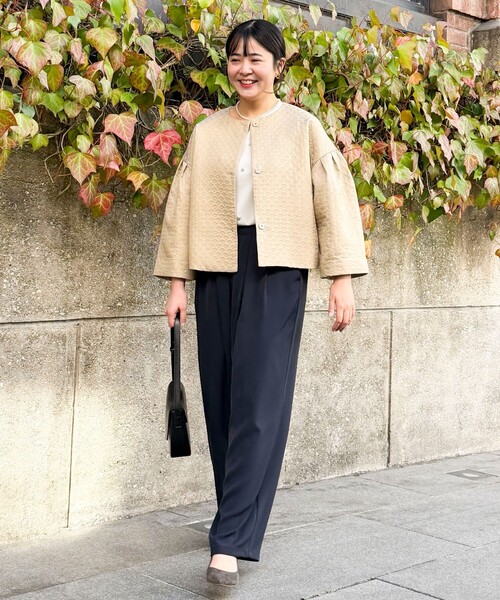 NOLLEY’S(ノーリーズ)の「ドットジャガードブルゾン(ブルゾン・レディース・ベージュ/ブラック・38)」の4枚目の写真