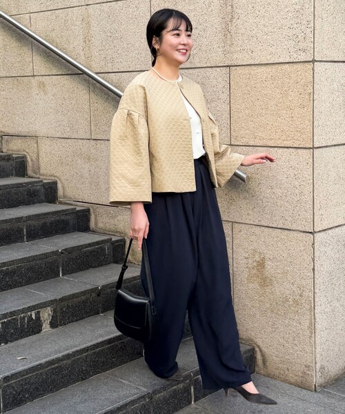 NOLLEY’S(ノーリーズ)の「ドットジャガードブルゾン(ブルゾン・レディース・ベージュ/ブラック・38)」の6枚目の写真