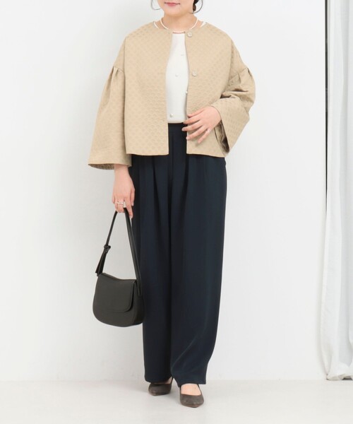 NOLLEY’S(ノーリーズ)の「ドットジャガードブルゾン(ブルゾン・レディース・ベージュ/ブラック・38)」の7枚目の写真