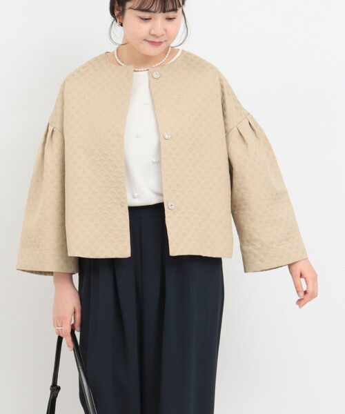 NOLLEY’S(ノーリーズ)の「ドットジャガードブルゾン(ブルゾン・レディース・ベージュ/ブラック・38)」の8枚目の写真