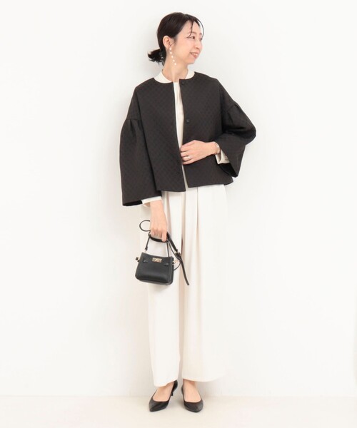 NOLLEY’S(ノーリーズ)の「ドットジャガードブルゾン(ブルゾン・レディース・ベージュ/ブラック・38)」の16枚目の写真