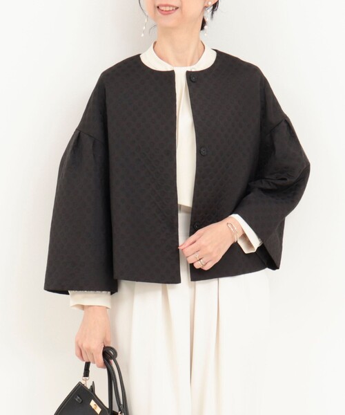 NOLLEY’S(ノーリーズ)の「ドットジャガードブルゾン(ブルゾン・レディース・ベージュ/ブラック・38)」の17枚目の写真