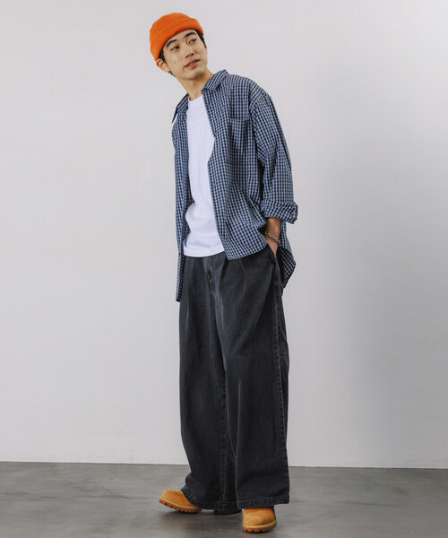 FREAK'S STORE(フリークスストア)の「限定展開 Dickies×FREAK'S STORE ディッキーズ 別注 ワイドシルエット クロスタック ワークパンツ(チノパンツ・メンズ・ベージュ/インディゴブルー/ブラック/ブラック系その他・SMALL/MEDIUM/LARGE)」の12枚目の写真