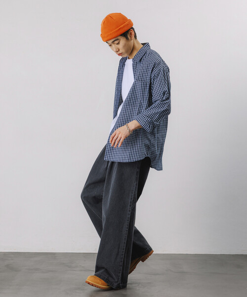 FREAK'S STORE(フリークスストア)の「限定展開 Dickies×FREAK'S STORE/ディッキーズ 別注 ワイドシルエット クロスタック ワークパンツ(チノパンツ・メンズ・ベージュ/インディゴブルー/ブラック/ブラック系その他・SMALL/MEDIUM/LARGE)」の5枚目の写真