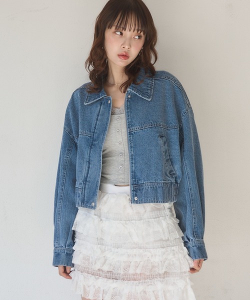 Nadana(ナダナ)の「デニムショートジャケット(デニムジャケット・レディース・ブラック/サックスブルー・MEDIUM)」の9枚目の写真