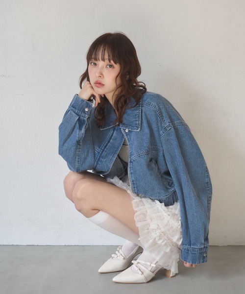 Nadana(ナダナ)の「デニムショートジャケット(デニムジャケット・レディース・ブラック/サックスブルー・MEDIUM)」の12枚目の写真