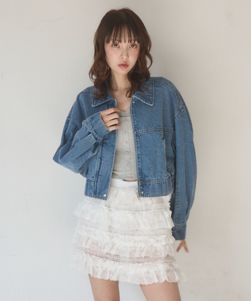 Nadana(ナダナ)の「デニムショートジャケット(デニムジャケット・レディース・ブラック/サックスブルー・MEDIUM)」の10枚目の写真