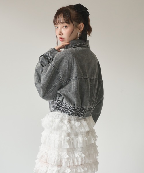 Nadana(ナダナ)の「デニムショートジャケット(デニムジャケット・レディース・ブラック/サックスブルー・MEDIUM)」の14枚目の写真