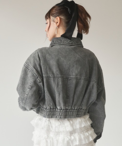 Nadana(ナダナ)の「デニムショートジャケット(デニムジャケット・レディース・ブラック/サックスブルー・MEDIUM)」の5枚目の写真