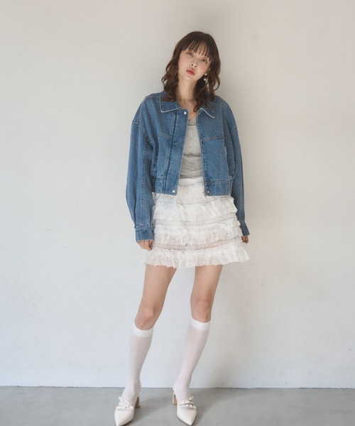 Nadana(ナダナ)の「デニムショートジャケット(デニムジャケット・レディース・ブラック/サックスブルー・MEDIUM)」の8枚目の写真
