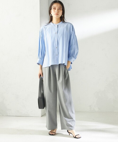 SHIPS（シップス）の「〈手洗い可能〉トロ ピン ストライプ / 無地 ウエスト ギャザー パンツ（その他パンツ・レディース・ライトグレー/ネイビー/ベージュ・38/36）」の10枚目の写真