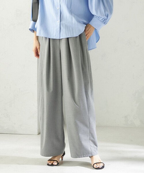 SHIPS（シップス）の「〈手洗い可能〉トロ ピン ストライプ / 無地 ウエスト ギャザー パンツ（その他パンツ・レディース・ライトグレー/ネイビー/ベージュ・38/36）」の13枚目の写真