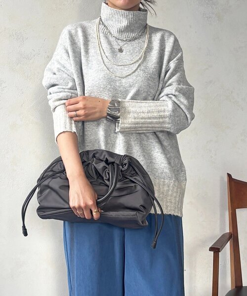 un dix cors（アンディコール）の「配色ストレッチニットプルオーバー（ニット/セーター・レディース・グレー/チャコールグレー・FREE）」の22枚目の写真