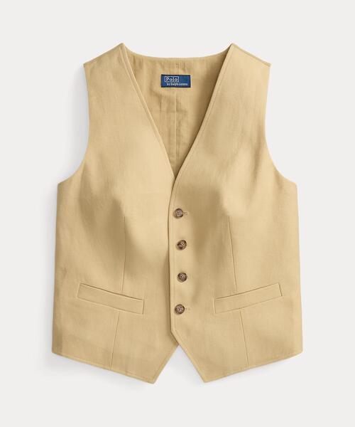 LAUREN RALPH LAUREN ベージュベスト 3X ヘンプ ベスト（ベスト）｜POLO RALPH LAUREN（ポロ ラルフ ローレン
