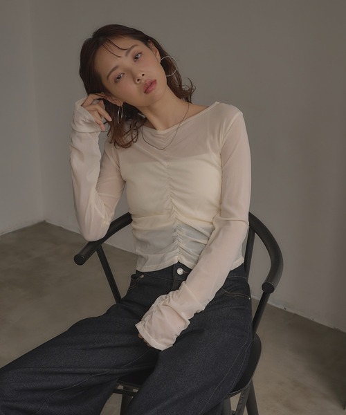 SOELA(ソエラ)の「【INGNI SOELA】フロントギャザートップス/WEB限定(Tシャツ/カットソー・レディース・ピンク/ブラック/オフホワイト・FREE)」の18枚目の写真