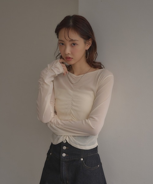 SOELA(ソエラ)の「【INGNI SOELA】フロントギャザートップス/WEB限定(Tシャツ/カットソー・レディース・ピンク/ブラック/オフホワイト・FREE)」の19枚目の写真