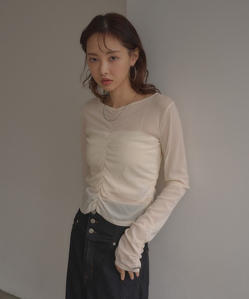 SOELA(ソエラ)の「【INGNI SOELA】フロントギャザートップス/WEB限定(Tシャツ/カットソー・レディース・ピンク/ブラック/オフホワイト・FREE)」の20枚目の写真