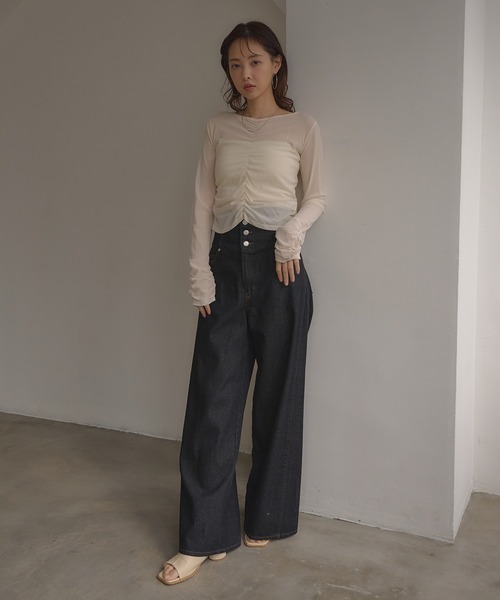 SOELA(ソエラ)の「【INGNI SOELA】フロントギャザートップス/WEB限定(Tシャツ/カットソー・レディース・ピンク/ブラック/オフホワイト・FREE)」の15枚目の写真