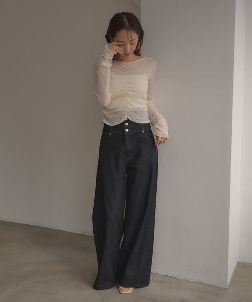 SOELA(ソエラ)の「【INGNI SOELA】フロントギャザートップス/WEB限定(Tシャツ/カットソー・レディース・ピンク/ブラック/オフホワイト・FREE)」の16枚目の写真