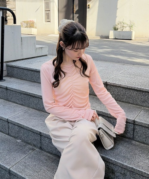 SOELA(ソエラ)の「【INGNI SOELA】フロントギャザートップス/WEB限定(Tシャツ/カットソー・レディース・ピンク/ブラック/オフホワイト・FREE)」の21枚目の写真
