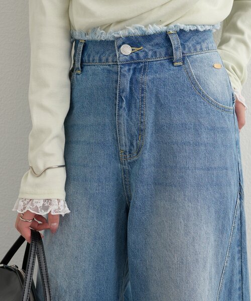 mystic（ミスティック）の「バレルBIGデニム（デニムパンツ・レディース・ブルー/ベージュ・1/2）」の4枚目の写真