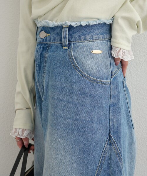 mystic（ミスティック）の「バレルBIGデニム（デニムパンツ・レディース・ブルー/ベージュ・1/2）」の5枚目の写真