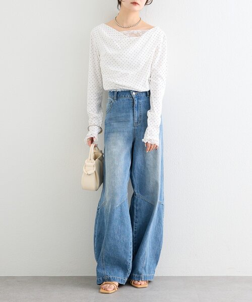 mystic（ミスティック）の「バレルBIGデニム（デニムパンツ・レディース・ブルー/ベージュ・1/2）」の10枚目の写真