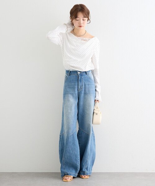 mystic（ミスティック）の「バレルBIGデニム（デニムパンツ・レディース・ブルー/ベージュ・1/2）」の11枚目の写真