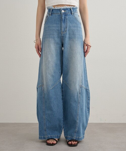 mystic（ミスティック）の「バレルBIGデニム（デニムパンツ・レディース・ブルー/ベージュ・1/2）」の19枚目の写真