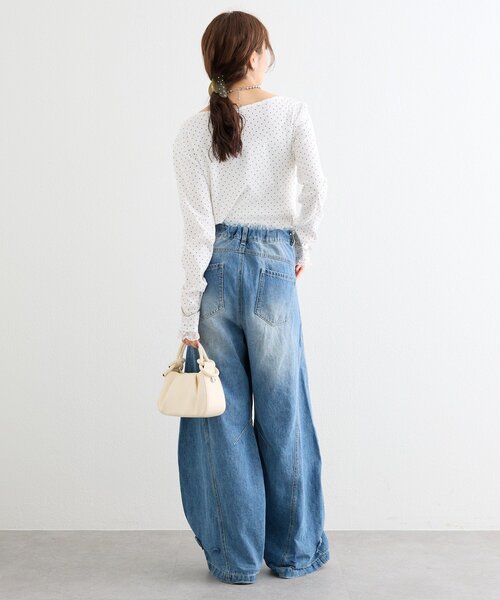 mystic(ミスティック)の「【新色NVY・BRN・BLU2/3サイズ展開】バレルBIGデニム(デニムパンツ・レディース・ブルー/ベージュ/オフホワイト/ネイビー/ブラウン/ブルー系その他・1/2/3)」の16枚目の写真