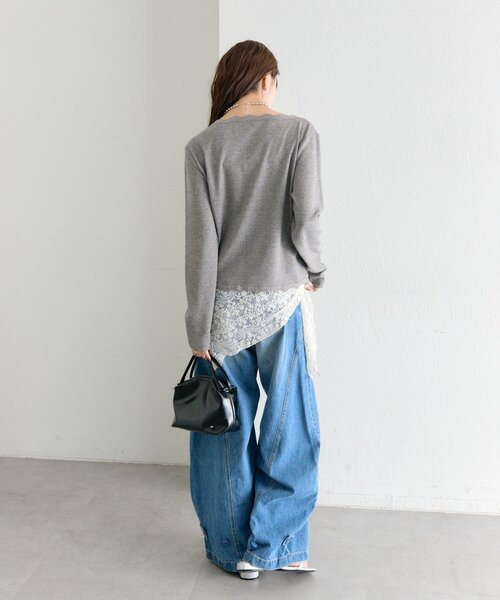 mystic(ミスティック)の「【新色NVY・BRN・BLU2/3サイズ展開】バレルBIGデニム(デニムパンツ・レディース・ブルー/ベージュ/オフホワイト/ネイビー/ブラウン/ブルー系その他・1/2/3)」の22枚目の写真