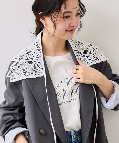 VIS（ビス）の「レース付け衿（バンダナ/スカーフ・レディース・オフホワイト・FREE）」の7枚目の写真
