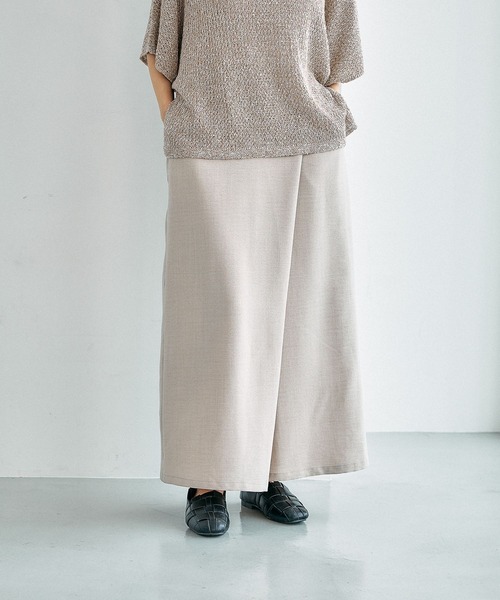 LEPSIM（レプシィム）の「《リネンライクドライシリーズ》ラップスカート　638927（スカート・レディース・ダークブラウン/ライトベージュ/ブラック・FREE）」の3枚目の写真