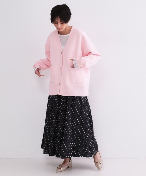 OPAQUE.CLIP（オペークドットクリップ）の「Vネックミドルニットカーディガン【洗濯機OK】（カーディガン/ボレロ・レディース・オフホワイト/ネイビー/ブルー系5/ピンク・40/38/42）」の19枚目の写真