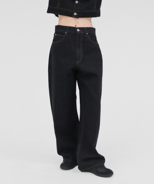 lit(リット)の「W Loop Straight Denim(デニムパンツ・レディース・ブラック/ネイビー・38/36)」の2枚目の写真