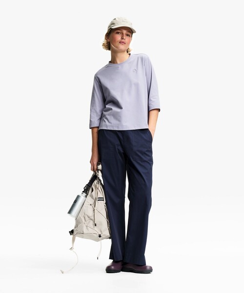 AIGLE（エーグル）の「プライムフレックス DFT UVC 3/4スリーブ ワンポイントロゴ刺繍 7分袖Tシャツ（Tシャツ/カットソー・レディース・パープル/ホワイト/ブラウン・XS/M/S/L/XL）」の9枚目の写真