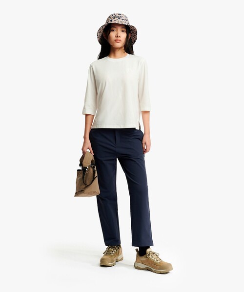 AIGLE（エーグル）の「プライムフレックス DFT UVC 3/4スリーブ ワンポイントロゴ刺繍 7分袖Tシャツ（Tシャツ/カットソー・レディース・パープル/ホワイト/ブラウン・XS/M/S/L/XL）」の15枚目の写真