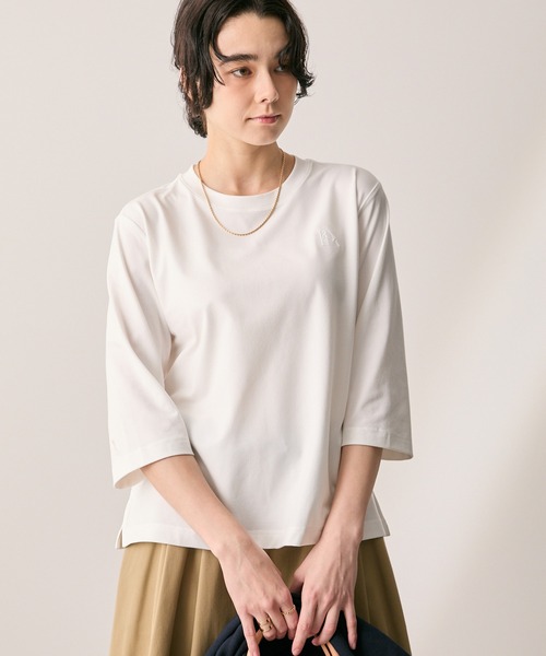 AIGLE（エーグル）の「プライムフレックス DFT UVC 3/4スリーブ ワンポイントロゴ刺繍 7分袖Tシャツ（Tシャツ/カットソー・レディース・パープル/ホワイト/ブラウン・XS/M/S/L/XL）」の10枚目の写真