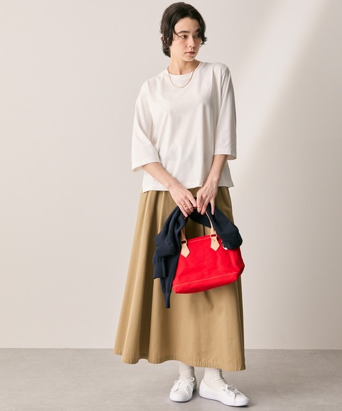 AIGLE（エーグル）の「プライムフレックス DFT UVC 3/4スリーブ ワンポイントロゴ刺繍 7分袖Tシャツ（Tシャツ/カットソー・レディース・パープル/ホワイト/ブラウン・XS/M/S/L/XL）」の5枚目の写真