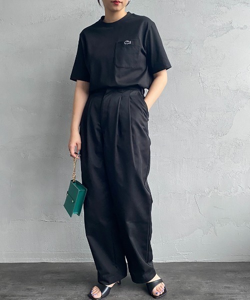 LACOSTE（ラコステ）の「[LACOSTE/ラコステ] ワンポイントロゴ クルーネックポケットTシャツ（Tシャツ/カットソー・レディース・ブラック/ネイビー/ホワイト・3/4/5/6/2）」の17枚目の写真