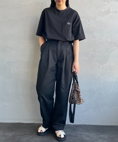 LACOSTE（ラコステ）の「[LACOSTE/ラコステ] ワンポイントロゴ クルーネックポケットTシャツ（Tシャツ/カットソー・レディース・ブラック/ネイビー/ホワイト・3/4/5/6/2）」の18枚目の写真