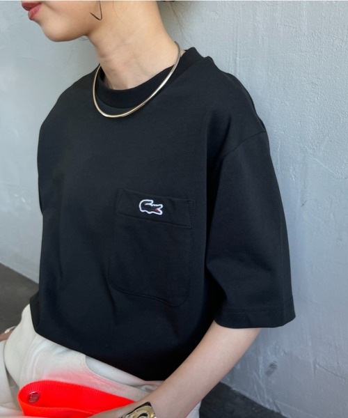 LACOSTE（ラコステ）の「[LACOSTE/ラコステ] ワンポイントロゴ クルーネックポケットTシャツ（Tシャツ/カットソー・レディース・ブラック/ネイビー/ホワイト・3/4/5/6/2）」の6枚目の写真
