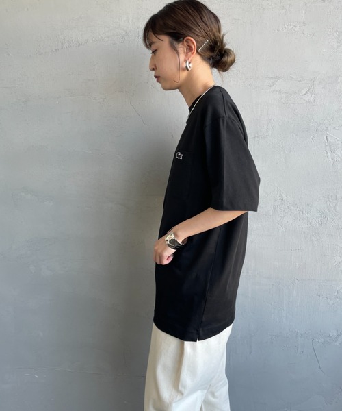 LACOSTE（ラコステ）の「[LACOSTE/ラコステ] ワンポイントロゴ クルーネックポケットTシャツ（Tシャツ/カットソー・レディース・ブラック/ネイビー/ホワイト・3/4/5/6/2）」の4枚目の写真