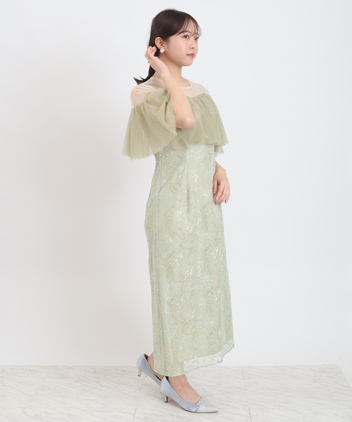 TRUDEA（トルディア）の「チュールフリルフラワー刺繍（ドレス・レディース・ブラック/グリーン/オレンジ/ネイビー・MEDIUM/SMALL）」の14枚目の写真