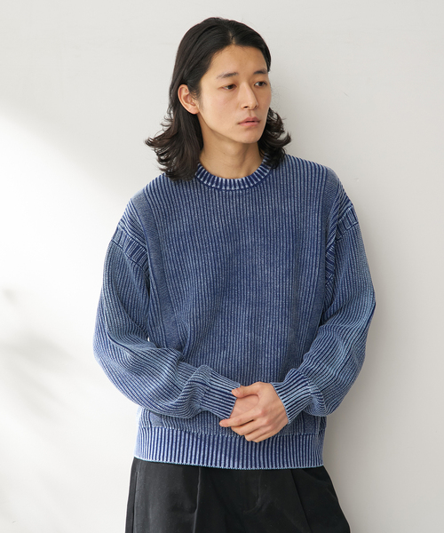 B.C STOCK（ベーセーストック）の「FADE GANSEY KNIT（ニット/セーター・メンズ・アイボリー/ピンク/ネイビー・LARGE/MEDIUM）」の2枚目の写真